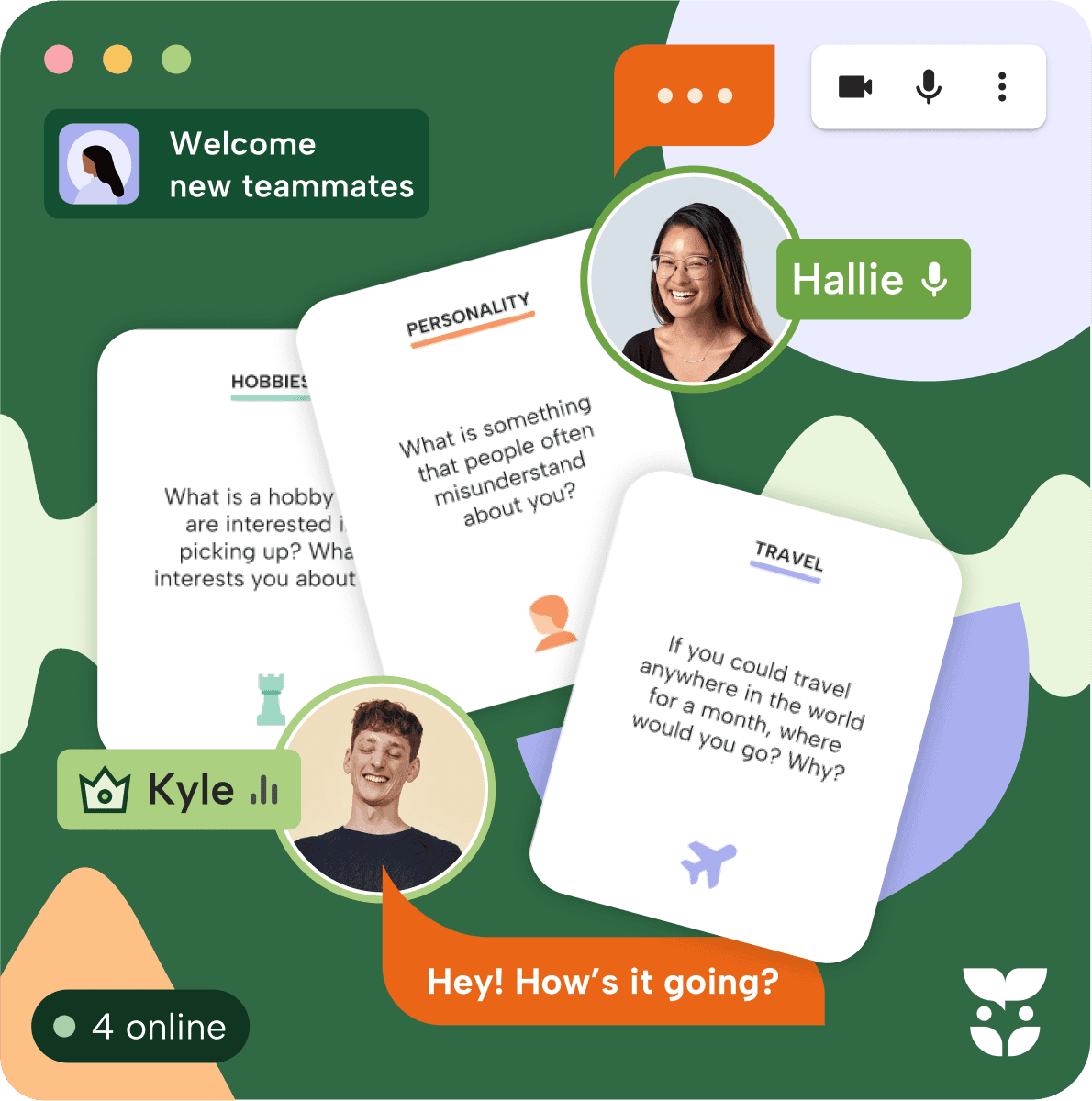 Screenshot of a TeamTalk session showing participants engaged in a guided group conversation